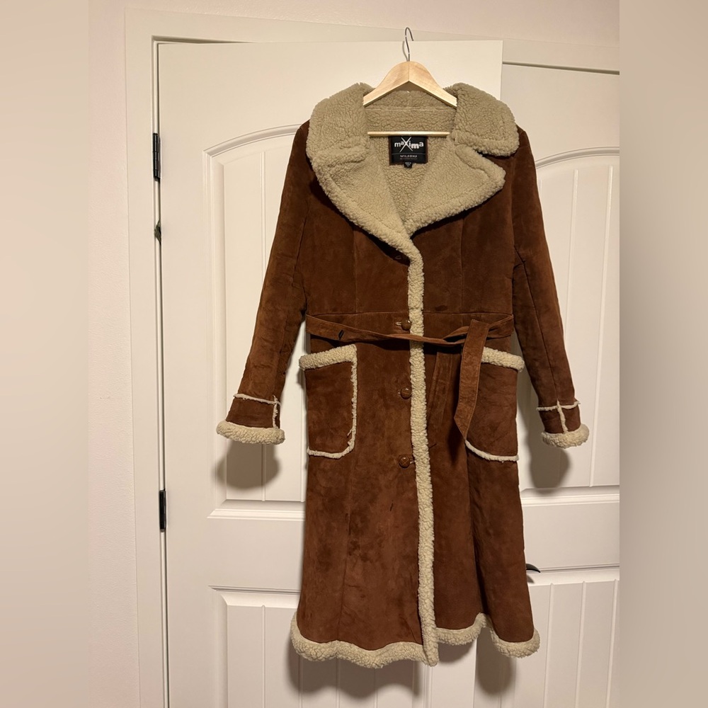 Maxima Brown Teddy Jacket with Cream Accents